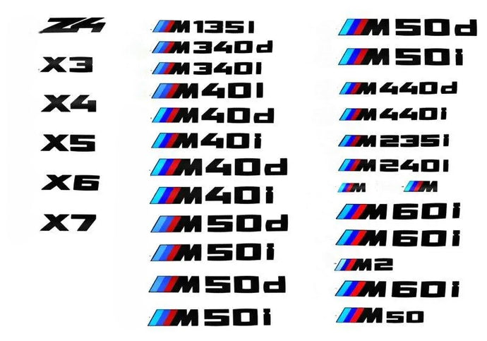 Modellschriftzüge und M Logo schwarz