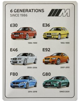 BMW M3 Blechschild 6 Generations